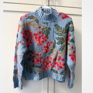 Cecilia Prado by Anthropologie Blossom Mock Neck Sweater Womens Medium Brazil